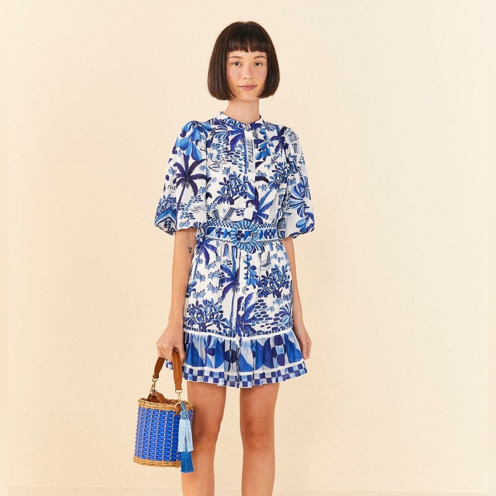 FARM Rio Sweet Rio Puff Sleeve Mini Dress